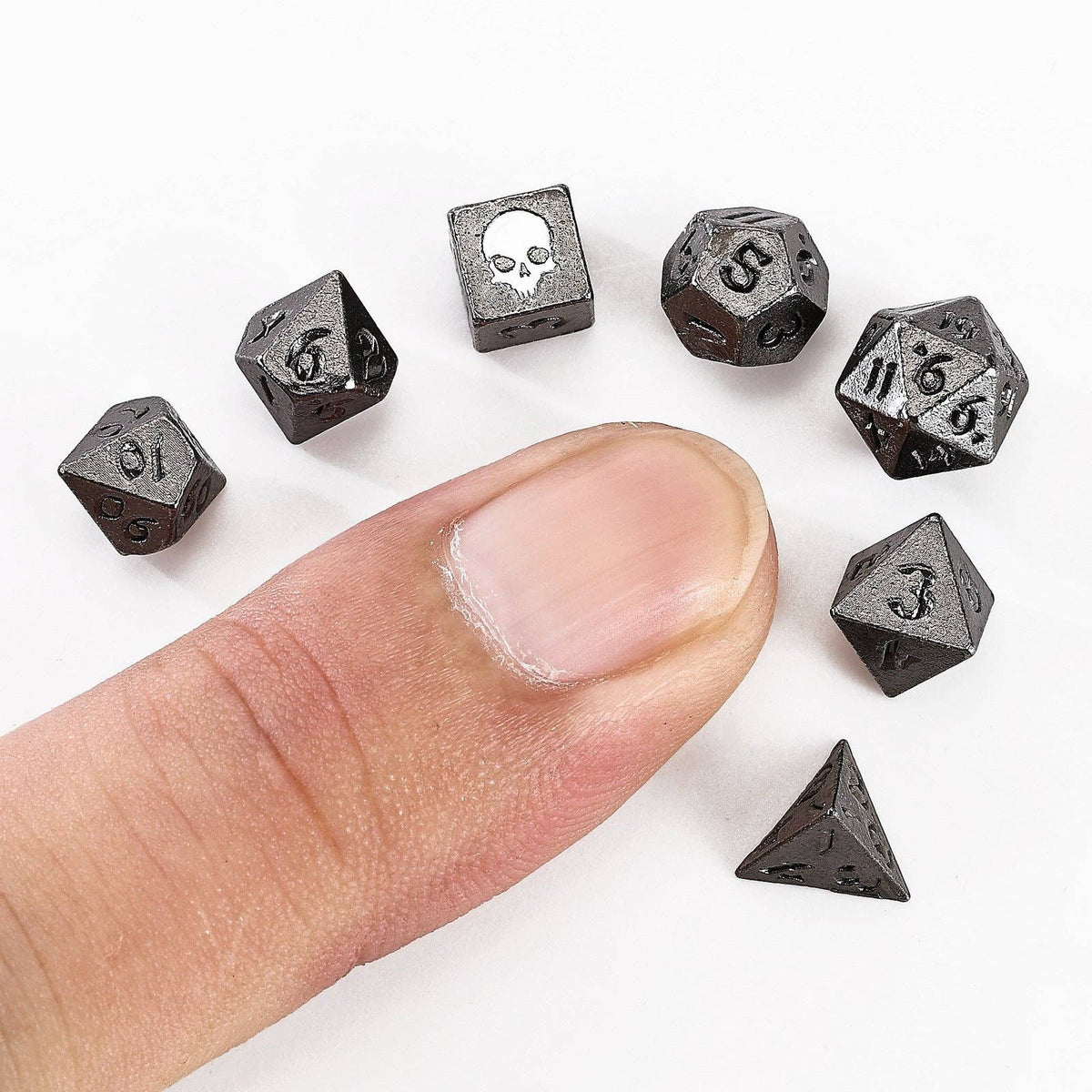Hymgho Premium Dice - Unseelie Mini Metal RPG Dice Set  - Gunmetal