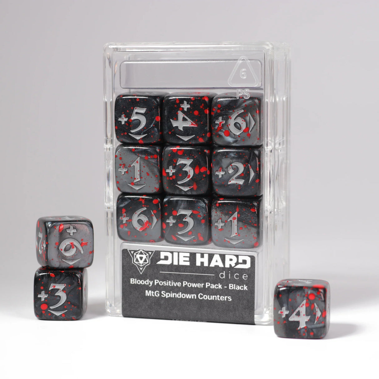 Die Hard Dice: MtG Spindown Counters - Bloody Positive Power Pack - Black