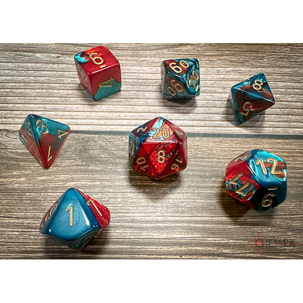 Chessex: 7-Die Set Gemini: Red-Teal/Gold