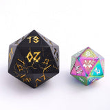 Hymgho Premium Dice - Barbarian 35mm Single D20 Spin Down - Matt Black with Gold