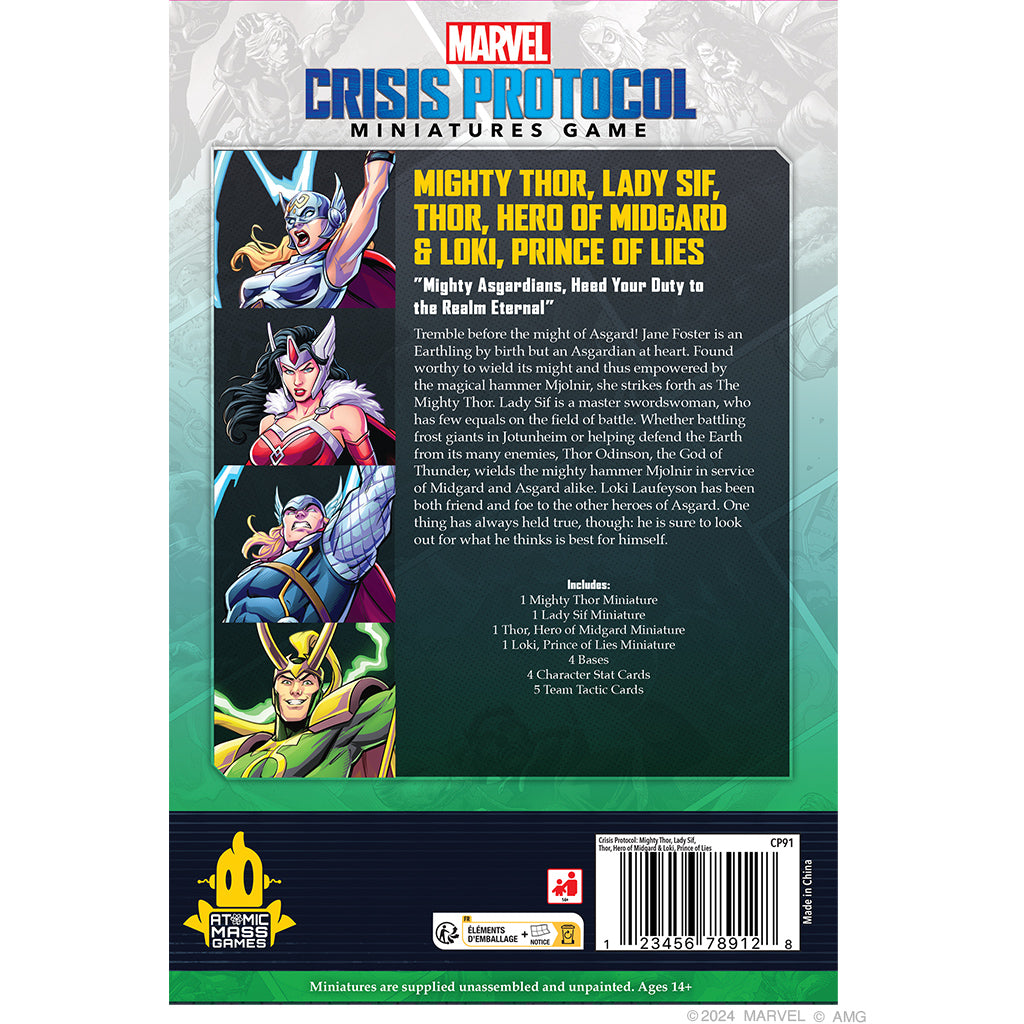 Marvel Crisis Protocol:  Mighty Thor, Lady Sif, Thor Hero of Midgard & Loki Prince of Lies