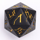 Hymgho Premium Dice - Barbarian 35mm Single D20 Spin Down - Matt Black with Gold