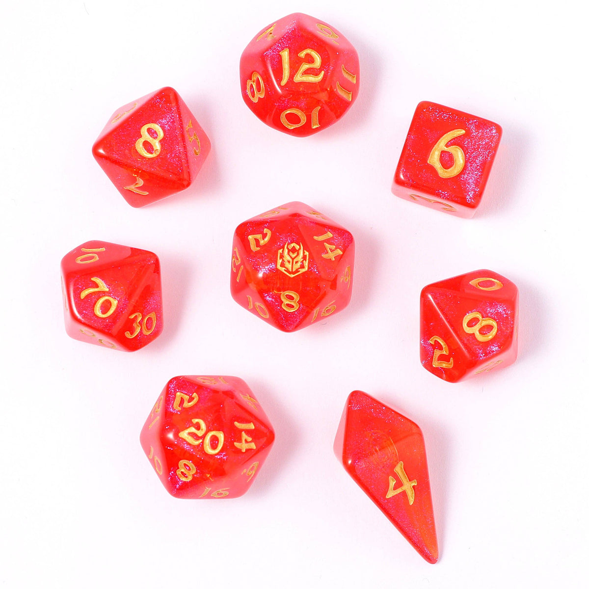 Hymgho Premium Dice - Wyrmforged Rollers - Rounded Edge 8 Piece Polyhedral Dice se