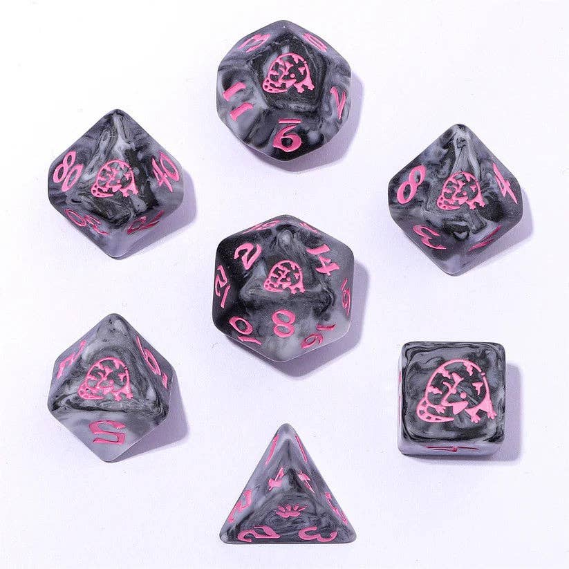 Hymgho Premium Dice - Wyrmforged Rollers Round Edge Resin Dice Set - Grey Opossum