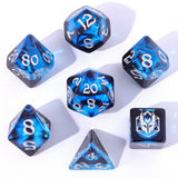 Hymgho Premium Dice - Wyrmforged Rollers - Rounded Resin Polyhedral Dice - Dragon Eye Blue