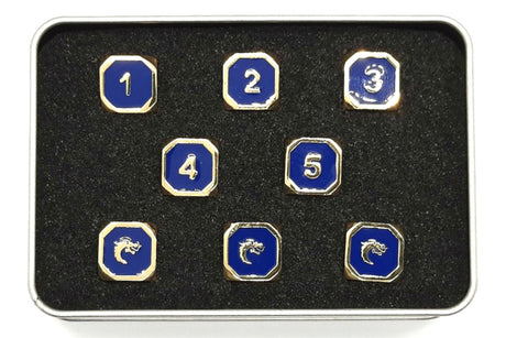 Old School D6 Set DnD RPG Metal Dice: Elven Forged - Blue w/ Gold