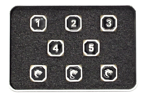 Old School D6 Set DnD RPG Metal Dice: Elven Forged - Black w/ Silver