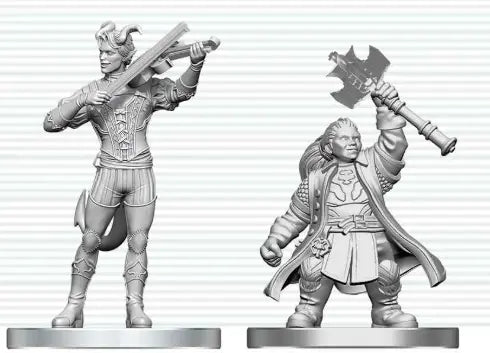 WizKids D&D Nolzur's Marvelous Miniatures: Tiefling Bard & Dwarf Cleric