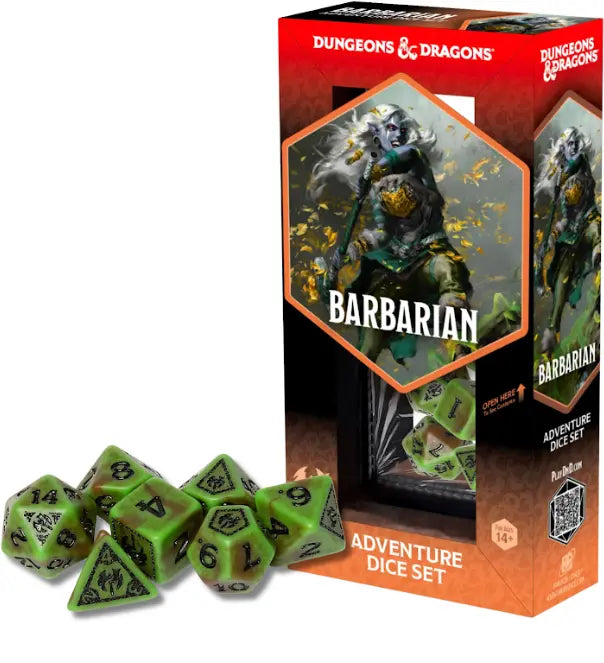 Sirius Dice D & D Adventure Dice Set Barbarian - Green, Brown