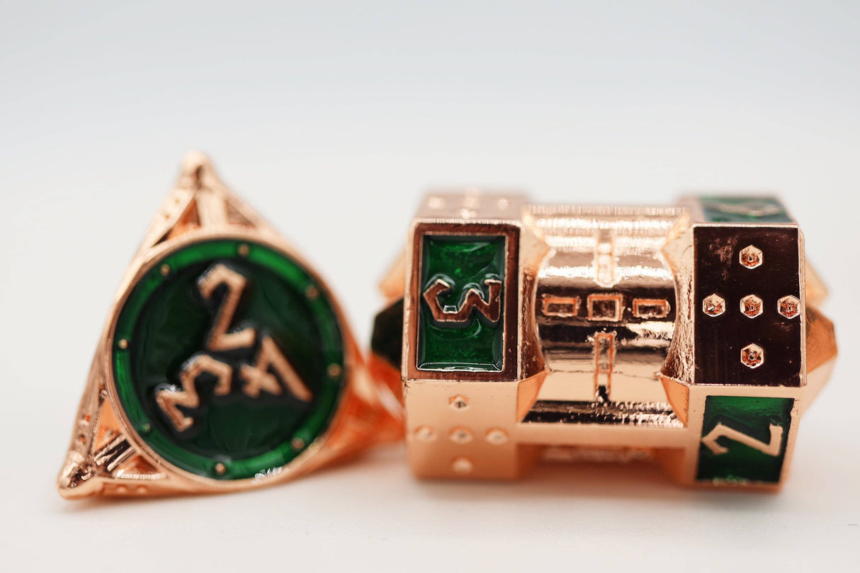 Foam Brain: Dice 51: Emerald Meteor Shower - Metal RPG Dice Set