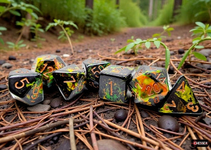 Chessex: Brush 7-Die Set Deep Forest/Goldd