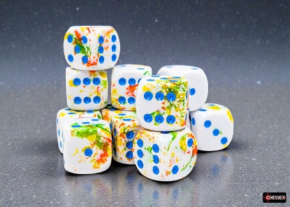 Chessex: Brush Breezy/Blue 16mm D6 Dice Block (12)