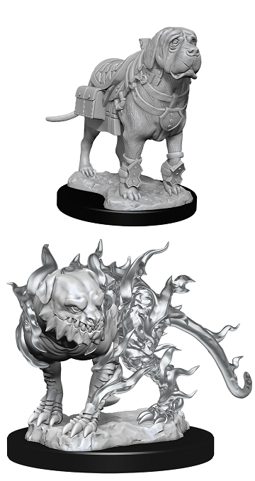 Pathfinder Deep Cuts Unpainted Miniatures: W11 Mastif and Shadow Mastif