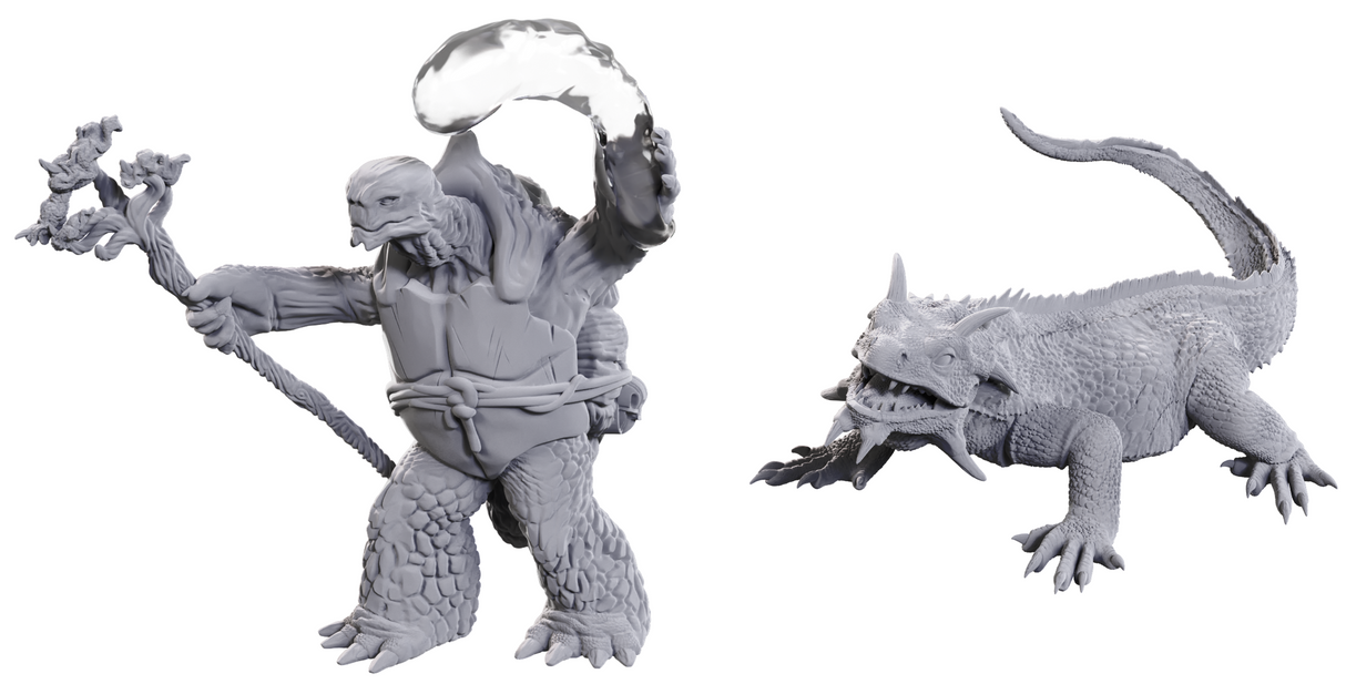 Dungeons & Dragons Nolzur`s Marvelous Unpainted Miniatures: W24 Tortle Druid & Wild Shape Giant Lizard