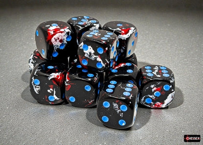 Chessex: Brush Dark Side/Blue 16mm D6 Dice Block (12)