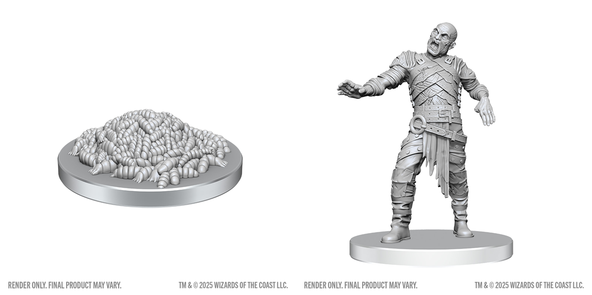 D&D: Nolzur`s Marvelous Unpainted Miniatures - W28 Swarm of Rot Grubs & Rot Grub Victim