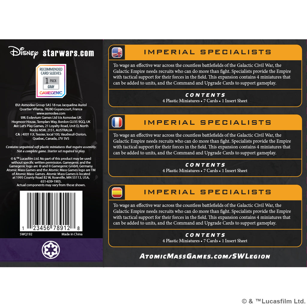 Star Wars: Legion - Imperial Specialists