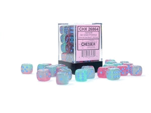 Chessex Dice: Gemini: 12mm d6 Gel Green-Pink/blue Luminary Dice Block (36 dice)