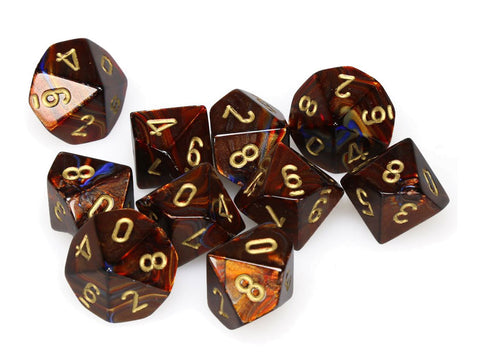 Chessex Dice: Scarab: Poly D10 Blue/Blood/Gold (10)