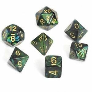 Chessex Dice: Scarab: Poly Jade/Gold (7)