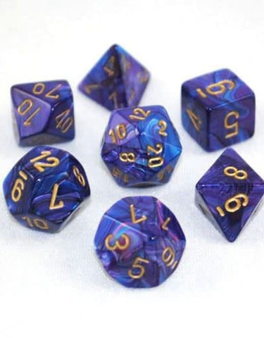 Chessex Dice: Lustrous: Poly Purple/Gold (7)