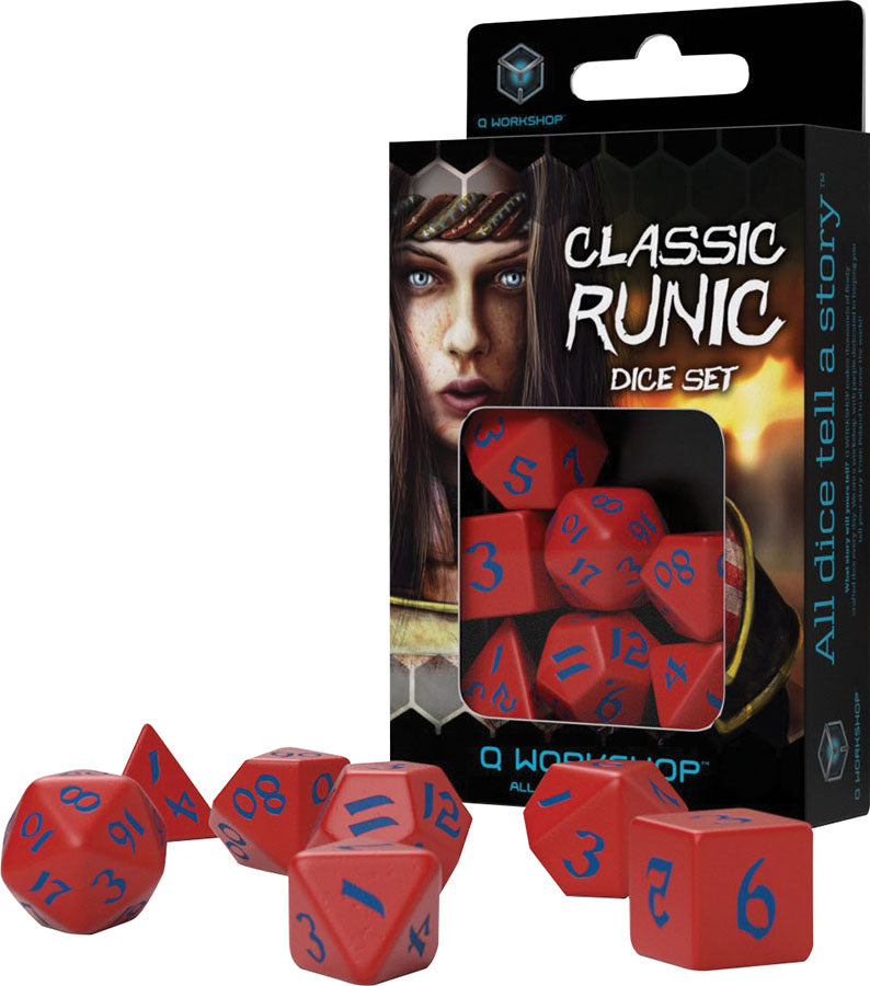 Classic Runic Dice Set Red & Blue (7)