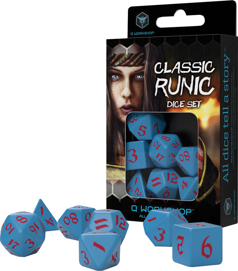 Classic Runic Dice Set Blue & Red (7)