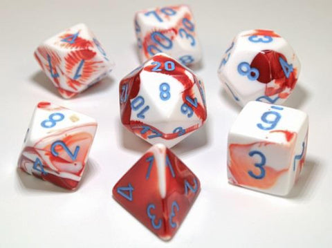 Chessex Dice: Lab Dice 3 Gemini: Poly Red/White/Blue (7)