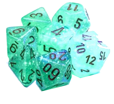 Chessex Dice: Borealis: Polyhedral Light Green/gold Luminary (7)