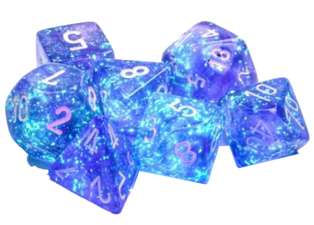 Chessex Dice: Borealis: Polyhedral Purple/white Luminary (7)