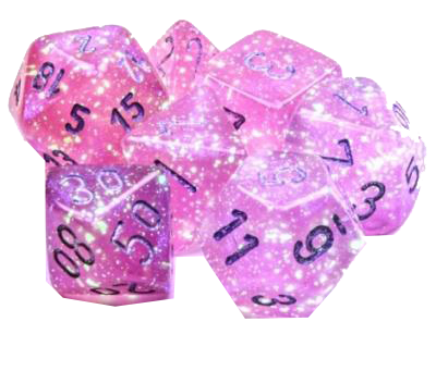 Chessex Dice: Borealis: Polyhedral Pink/silver Luminary (7)