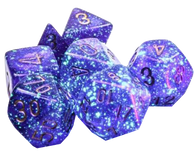 Chessex Dice: Borealis: Polyhedral Royal Purple/gold Luminary (7)