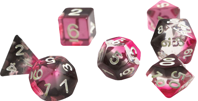 Sirius Dice RPG Set (7): Pink Clear Black Resin