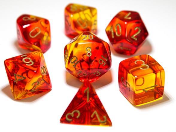 Chessex Dice: Lab Dice 3 Gemini: Poly Red/Yellow/Gold (7)