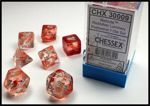 Chessex Dice: Lab Dice 2 Nebula: Poly Luminary Red/Silver (7)