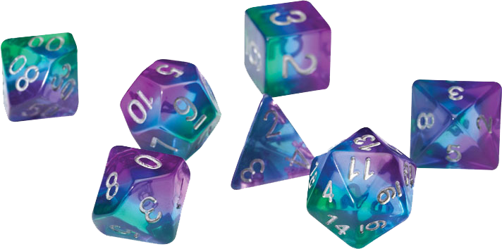Sirius Dice RPG Set (7): Blue Aurora Semi-Transparent Resin