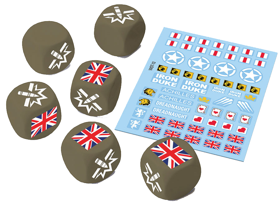 World of Tanks: Miniatures Game - British Upgrade Pack Dice (6) & Decal (1)