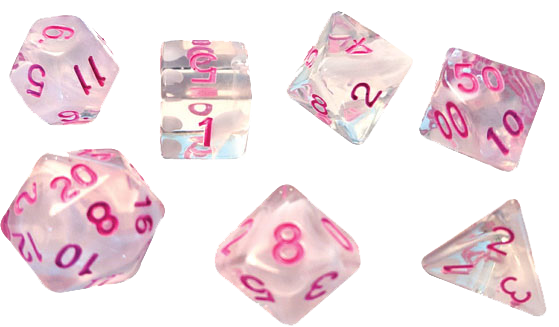 Sirius Dice RPG Set (7): White Cloud Pink Ink