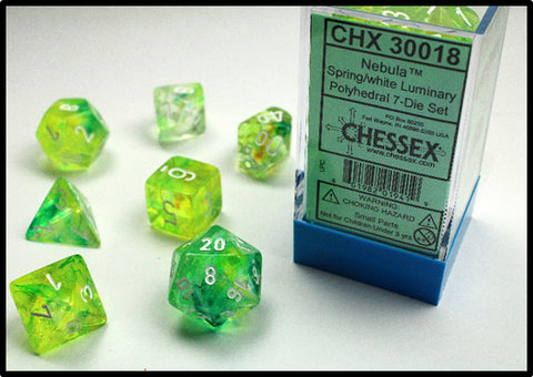 Chessex Dice: Lab Dice 2 Nebula: Poly Luminary Spring/White (7)