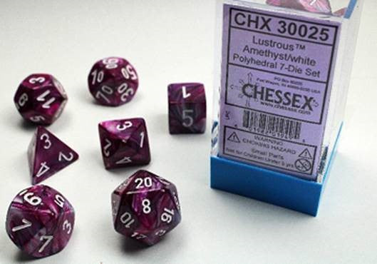 Chessex Dice: Lab Dice 2 Nebula: Poly Luminary Amethyst/White (7)