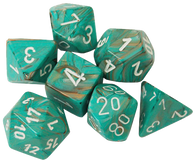 Chessex Dice: Menagerie 10: Poly Marble Oxi Copper/White (7)