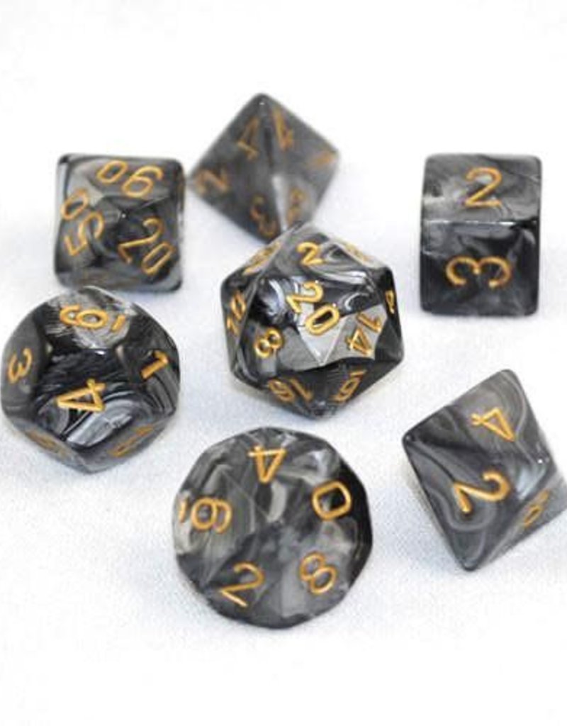 Chessex Dice: Lustrous: Poly Black/Gold (7)