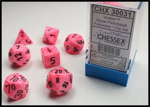 Chessex Dice: Lab Dice 2 Vortex: Poly Luminary Pink/Black (7)