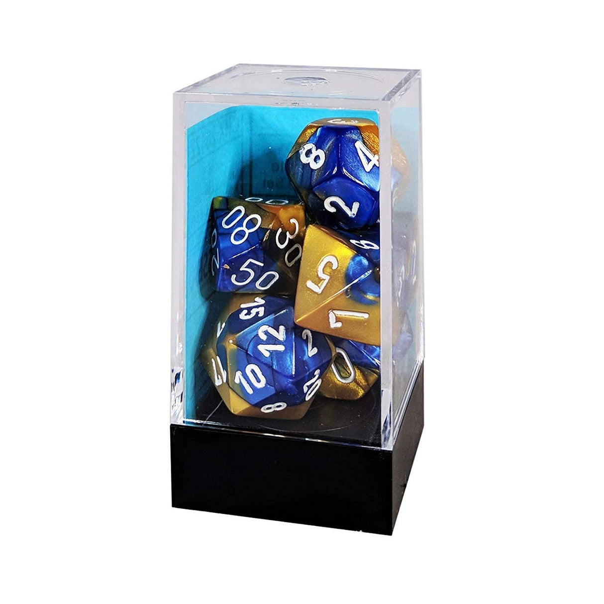 Chessex Dice: Gemini: Poly Blue Gold/White (7)