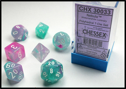 Chessex Dice: Lab Dice 2 Nebula: Poly Luminary Wisteria/White (7)