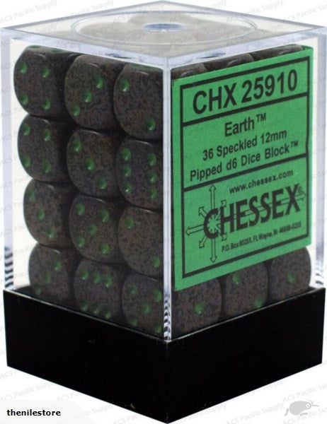 Chessex Dice: Earth elemental 12mm D6 Dice Block (36)