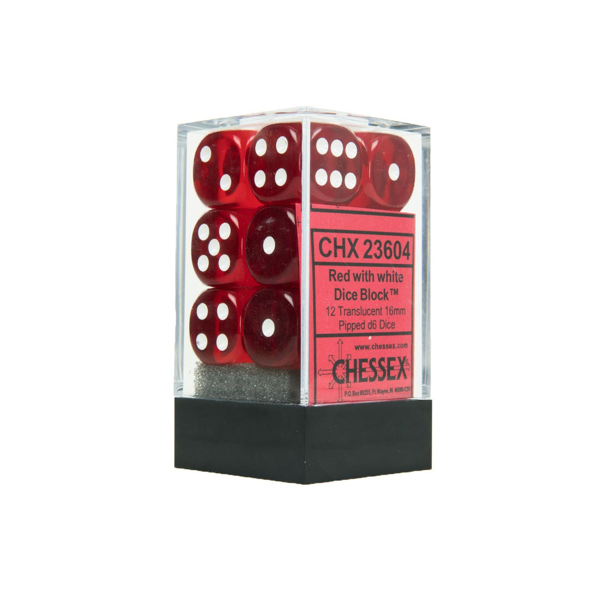 Chessex Dice: Translucent: 16mm D6 Red/White (12)