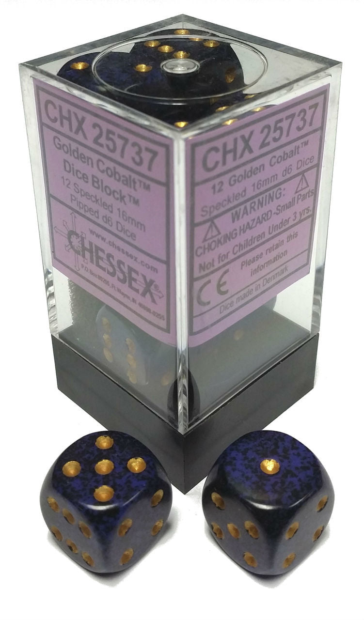 Chessex Dice: Speckled: 16mm Pip D6 Gold Cobalt (12)