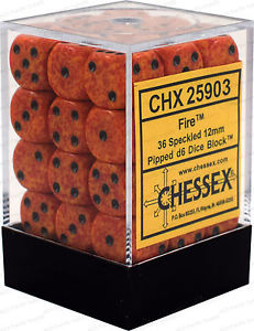 Chessex Dice: Fire Elemental 12mm D6 Dice Block (36)