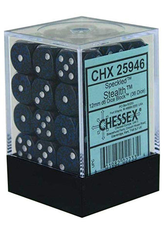 Chessex Dice: Speckled: Stealth 12mm D6 Block (36)